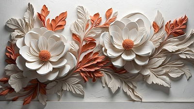 Панно AG-VF-002, Voluminous flowers, Design Studio 3D