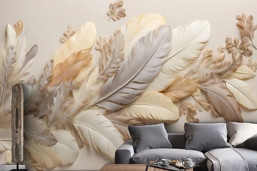 Фотообои в интерьере артикул AG-FT-003, Feathers, Design Studio 3D